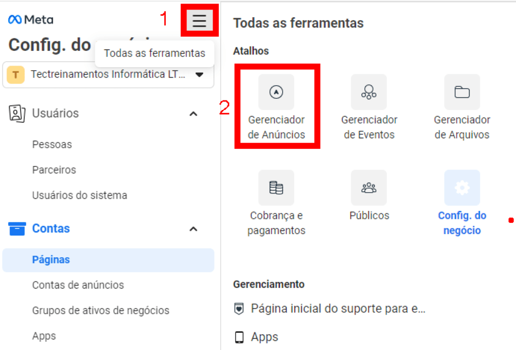 Como acessa o gerenciador de anúncios